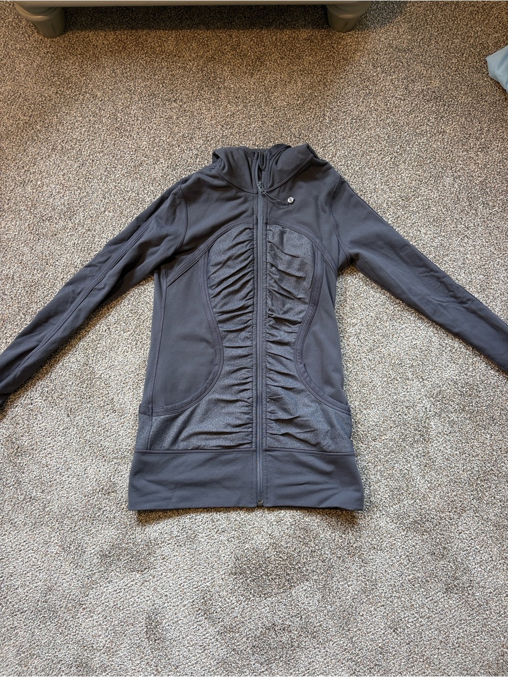 lululemon athletica Black Ruched Zip-Up Hoodie Jacket